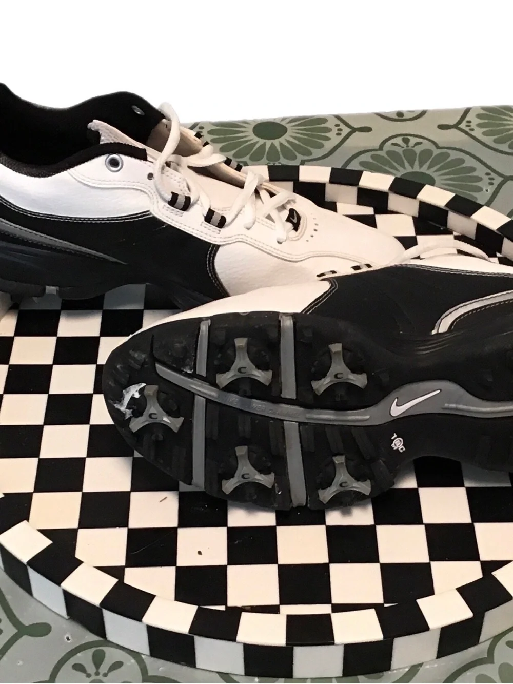 Nike DuraSport Power Channel Tac Golf Shoes Men’s 7 white black soft spikes